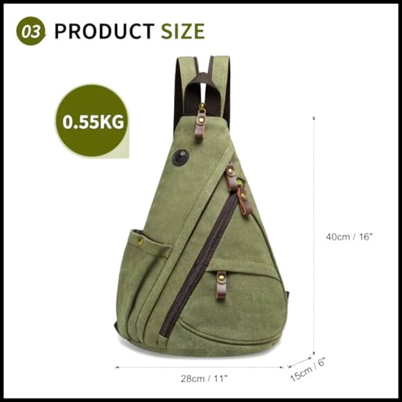 Vintage Canvas Sling Bag Convertible 3-in-1 Crossbody Backpack Travel Hiking main image 4